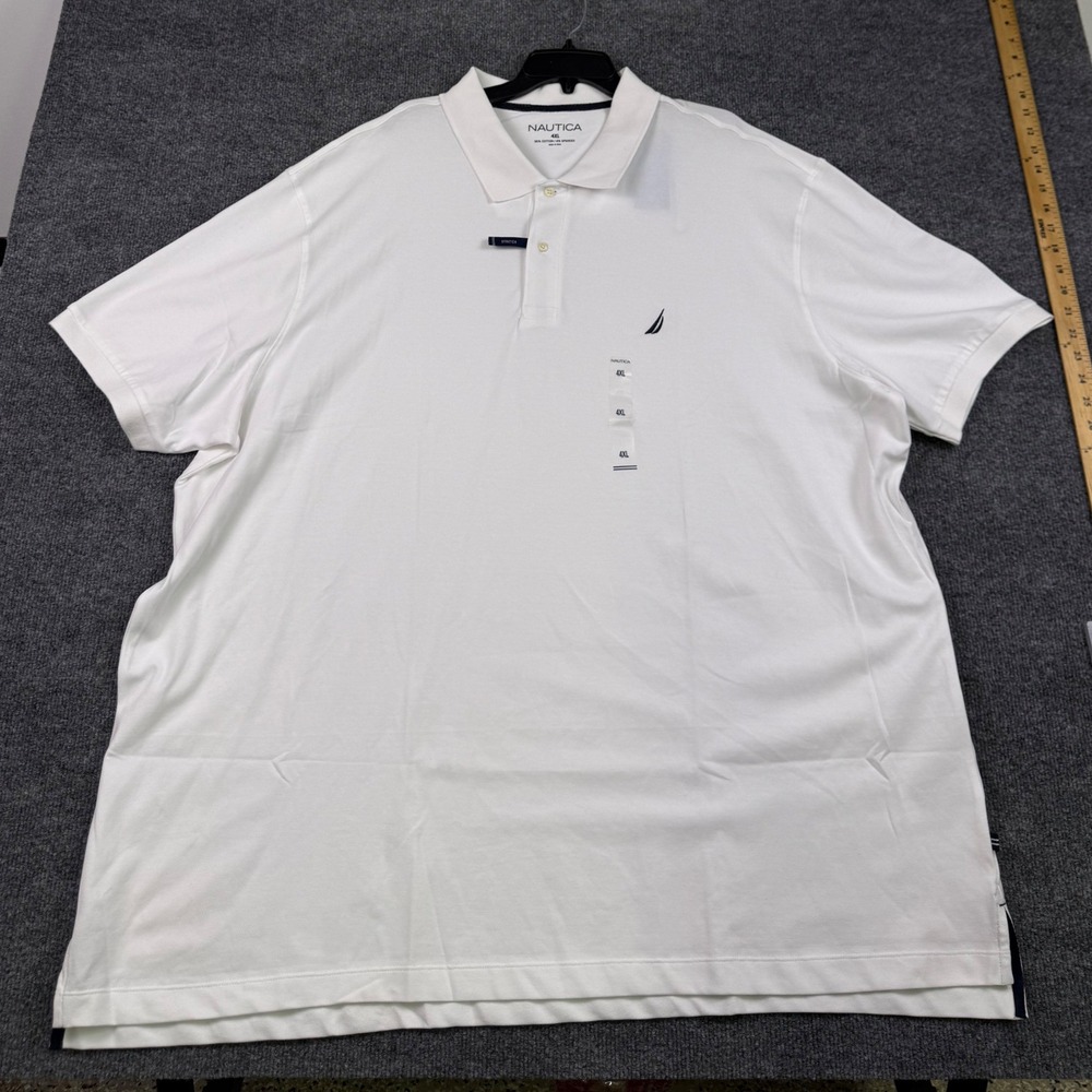 Nautica‎ Mens 4XL White Stretch Cotton Short Sleeve Polo Shirt ZY8101 NWT